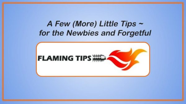 A Few (more) Little Tips – For the Newbies & Forgetful